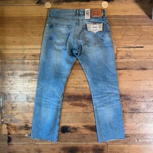 Levi’s Premium 501 Jeans 100% Cotton Distressed Vintage 33 x 34 Raw Hem